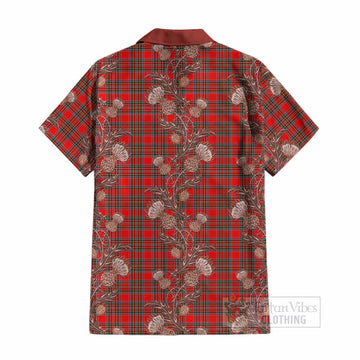 Binning Tartan Cotton Hawaiian Shirt Seamless Scottish Thistle Flowers
