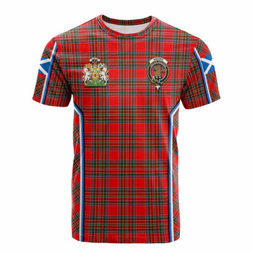 Binning Tartan Crest Cotton T-shirt Scotland Coat of Arm Flag Style