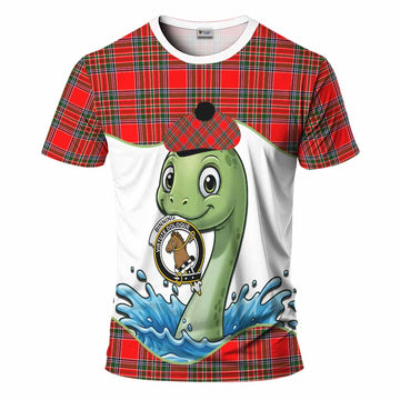 Binning Tartan Crest Cute Nessie T-Shirt Scottish Loch Ness Monster