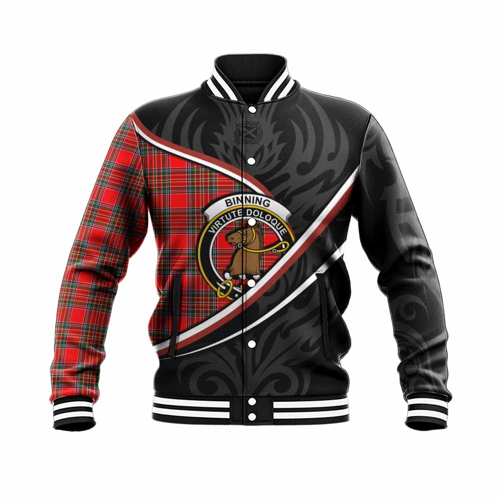 Binning Tartan Family Crest Baseball Jacket Celtic Scottish Thistle Floral - Tartan Vibes Clothing