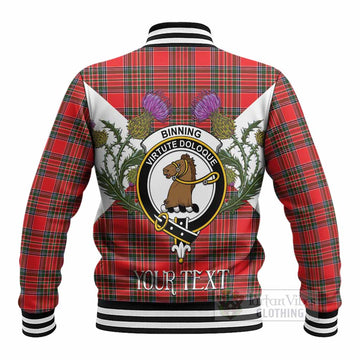 Binning Tartan Family Crest Baseball Jacket Scottish Burns Night Thistle Floral