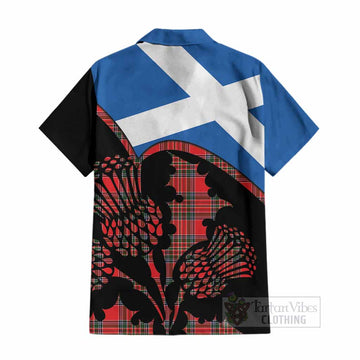 Binning Tartan Family Crest Cotton Hawaiian Shirt Scotland Thistle Floral Flag Style