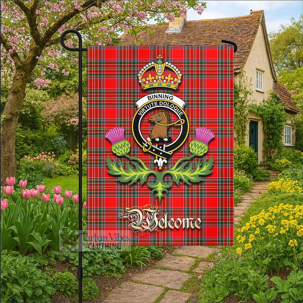 Binning Tartan Family Crest Garden Flag Royal Thistle Welcome Style - Tartan Vibes Clothing