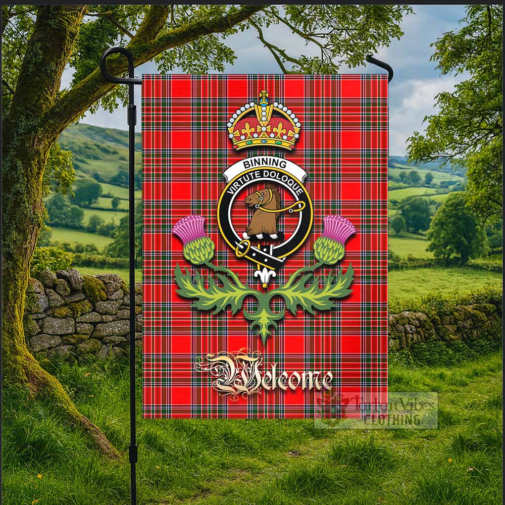 Binning Tartan Family Crest Garden Flag Royal Thistle Welcome Style - Tartan Vibes Clothing