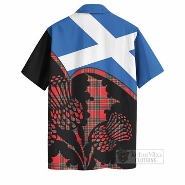 Binning Tartan Family Crest Hawaiian Shirt Scotland Thistle Floral Flag Style