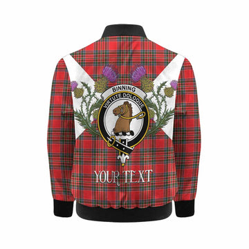 Binning Tartan Family Crest Kid Bomber Jacket Scottish Burns Night Thistle Floral