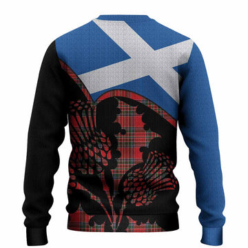 Binning Tartan Family Crest Knitted Sweater Scotland Thistle Floral Flag Style