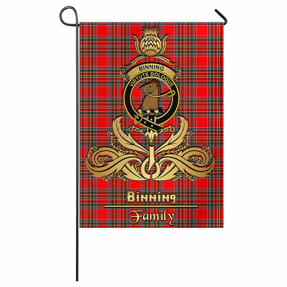Binning Tartan Garden Flag with Highland Thistle Cherish Family Crest Style - Tartan Vibes Clothing
