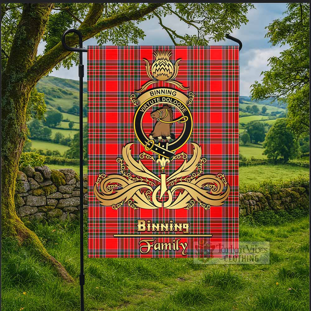 Binning Tartan Garden Flag with Highland Thistle Cherish Family Crest Style - Tartan Vibes Clothing