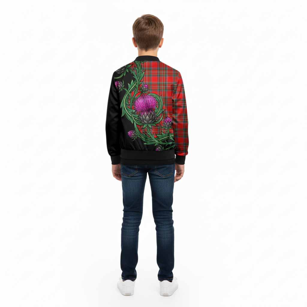 Binning Tartan Kid Bomber Jacket Resilient Scottish Thistle - Tartan Vibes Clothing