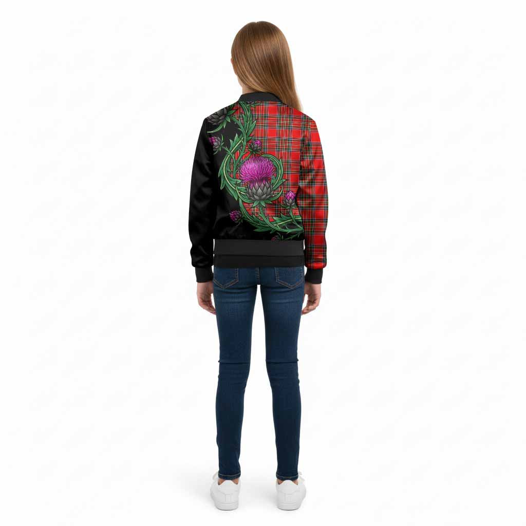Binning Tartan Kid Bomber Jacket Resilient Scottish Thistle - Tartan Vibes Clothing
