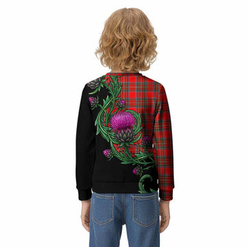 Binning Tartan Kid Knitted Sweatshirt Resilient Scottish Thistle - Tartan Vibes Clothing