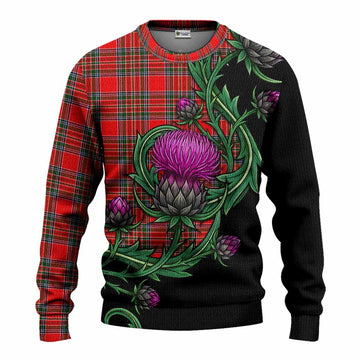 Binning Tartan Knitted Sweater Resilient Scottish Thistle Unisex - Tartan Vibes Clothing