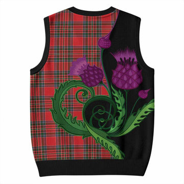 Binning Tartan Knitted V-Neck Vest Traditional Scottish Thistle