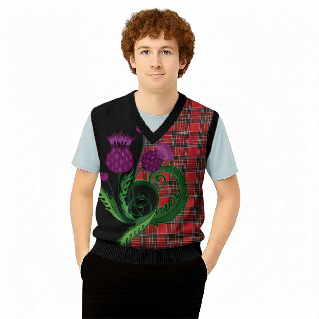 Binning Tartan Knitted V-Neck Vest Traditional Scottish Thistle
