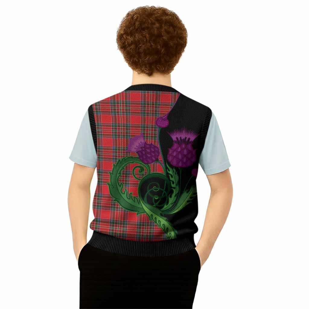 Binning Tartan Knitted V-Neck Vest Traditional Scottish Thistle