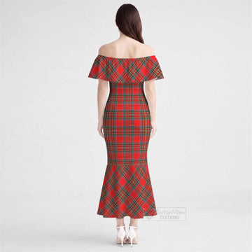 Binning Tartan Off Shoulder Ruffle Mermaid Maxi Dress