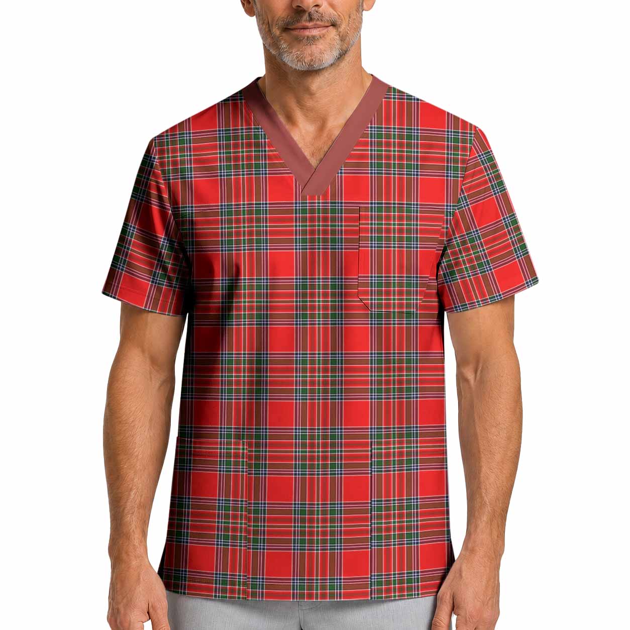 Binning Tartan Scrub Top XL - Tartan Vibes Clothing