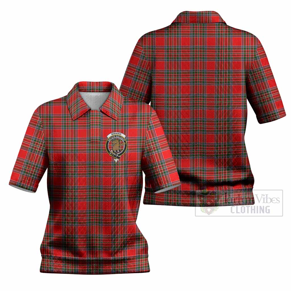 Binning Tartan Women’s Polo Sweater Top with Family Crest
