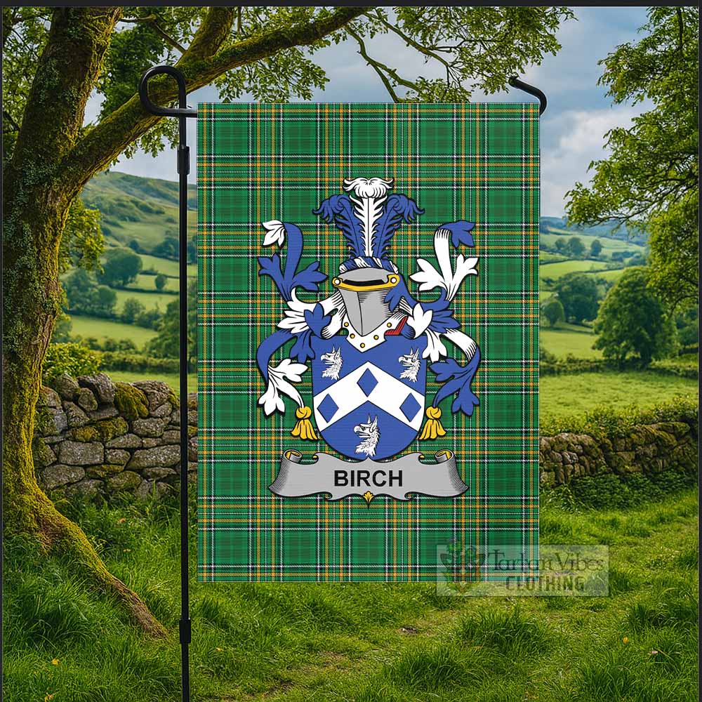 Birch Irish Clan Tartan Flag with Coat of Arms