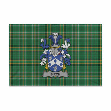 Birch Irish Clan Tartan House Flag with Coat of Arms