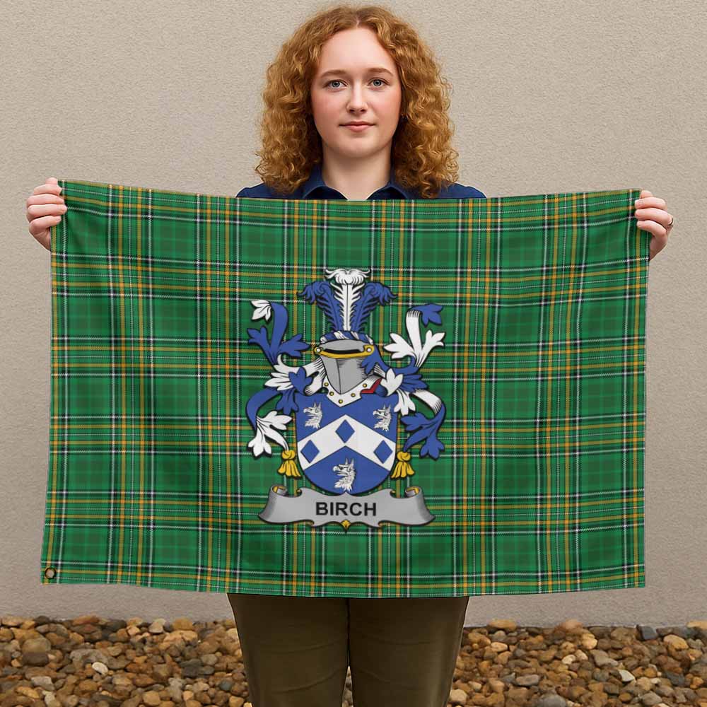 Tartan Vibes Clothing Birch Irish Clan Tartan House Flag with Coat of Arms