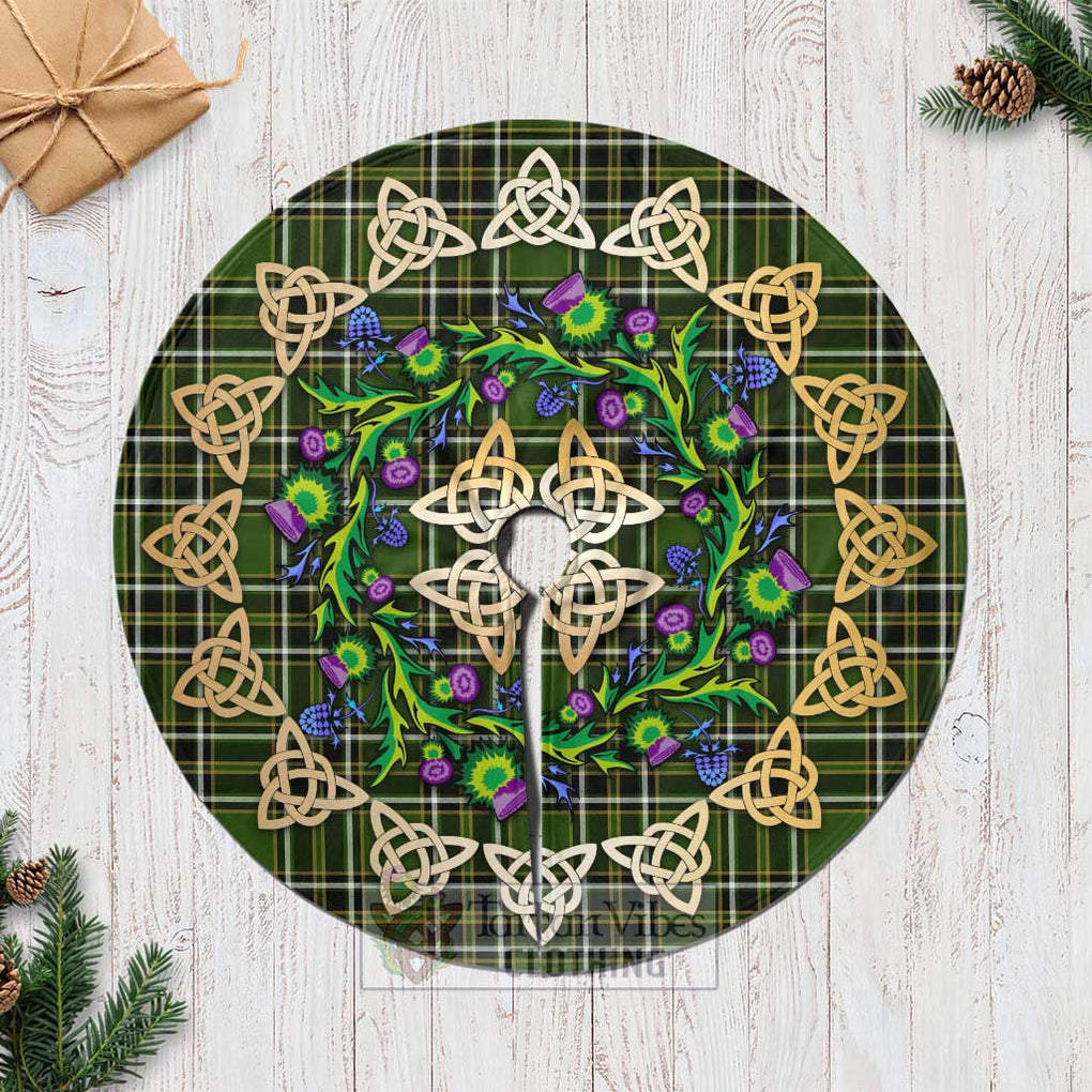 Birmingham Tartan Christmas Tree Skirt with Thistle Celtic Knot Style Casual Tree Skirts - Tartan Vibes Clothing