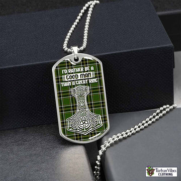 Birmingham Tartan Dog Tag Necklace Viking Mjolnir Style Silver No - Tartan Vibes Clothing