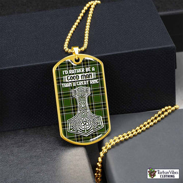 Birmingham Tartan Dog Tag Necklace Viking Mjolnir Style Gold No - Tartan Vibes Clothing