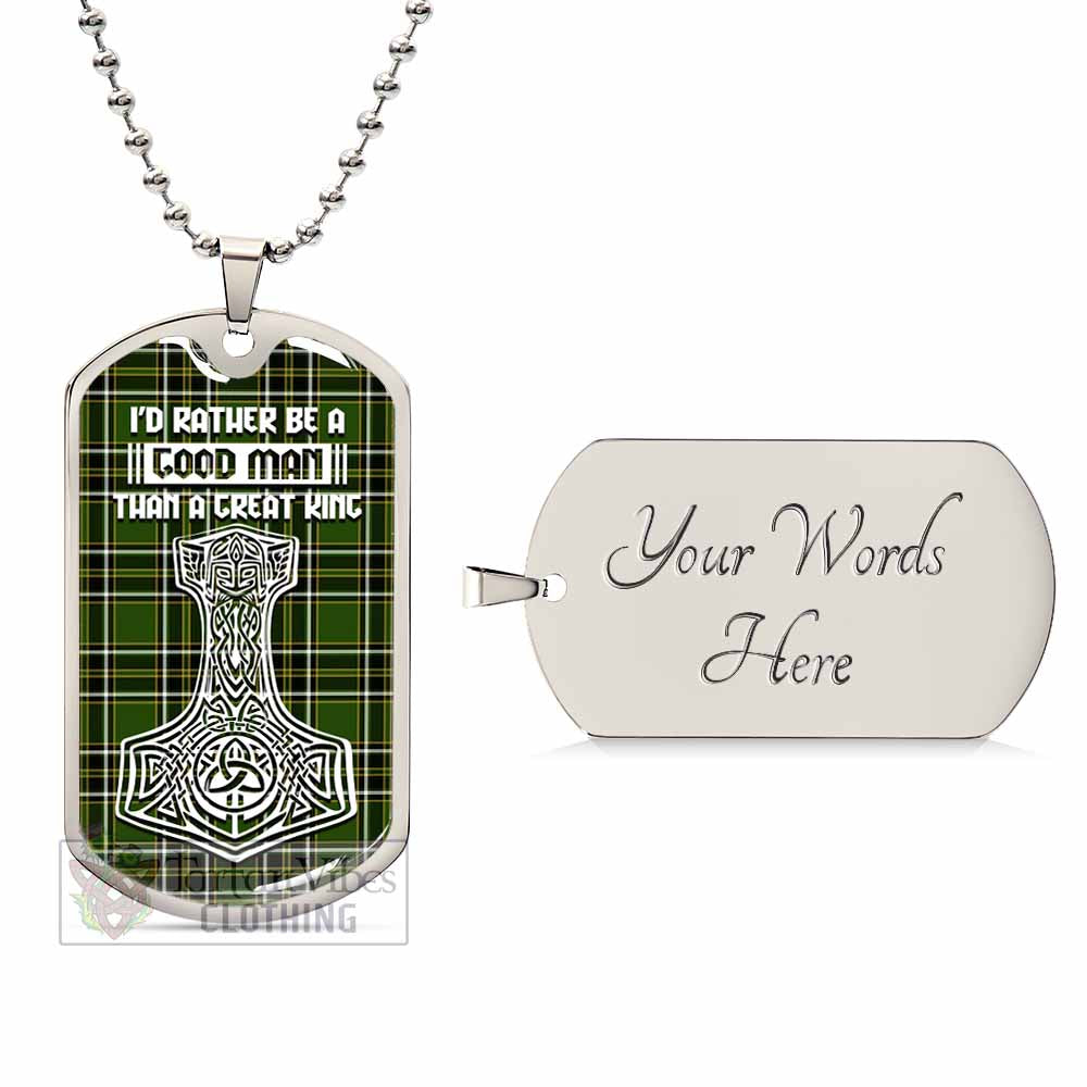 Birmingham Tartan Dog Tag Necklace Viking Mjolnir Style Silver Yes - Tartan Vibes Clothing