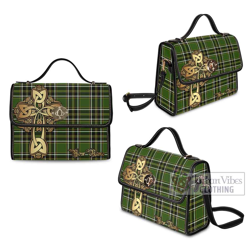 Tartan Vibes Clothing Birmingham Tartan Waterproof Canvas Bag Golden Thistle Celtic Cross Style