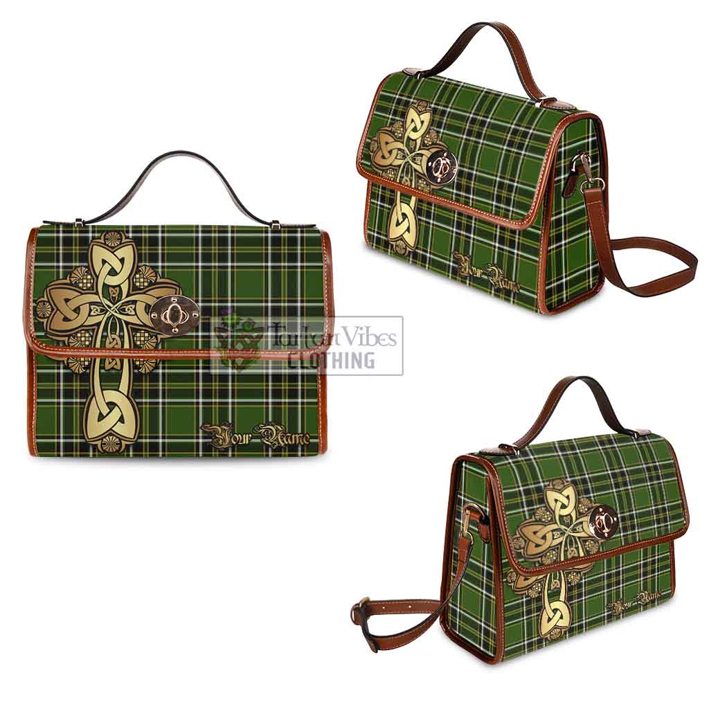 Tartan Vibes Clothing Birmingham Tartan Waterproof Canvas Bag Golden Thistle Celtic Cross Style