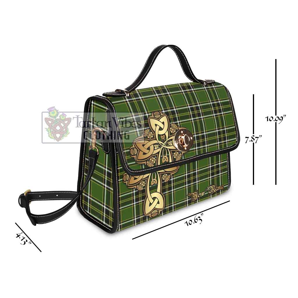 Tartan Vibes Clothing Birmingham Tartan Waterproof Canvas Bag Golden Thistle Celtic Cross Style