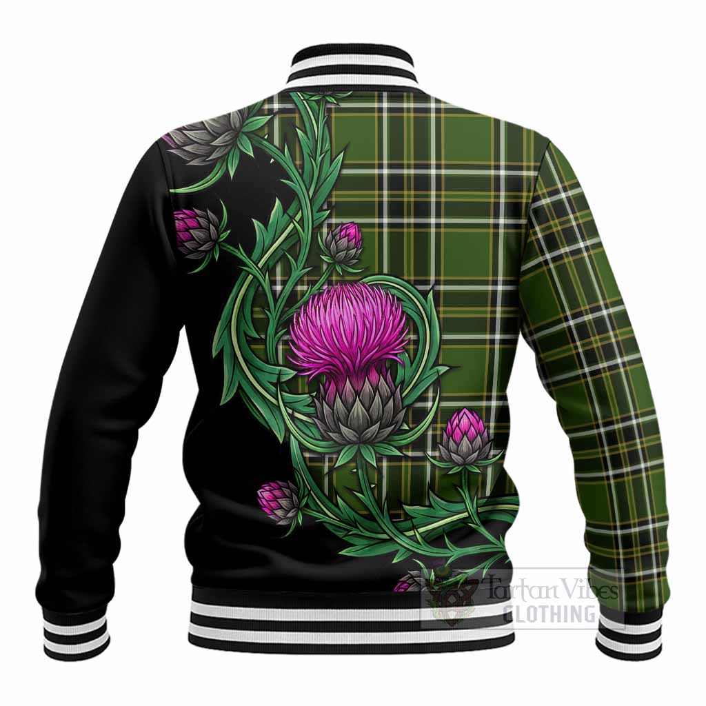 Birmingham Tartan Baseball Jacket Resilient Scottish Thistle - Tartan Vibes Clothing