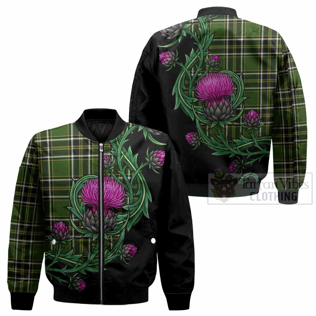 Birmingham Tartan Bomber Jacket Resilient Scottish Thistle - Tartan Vibes Clothing