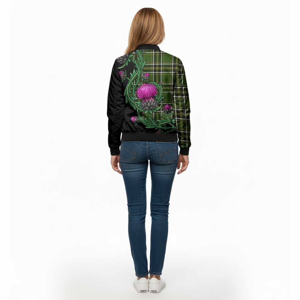 Birmingham Tartan Bomber Jacket Resilient Scottish Thistle - Tartan Vibes Clothing