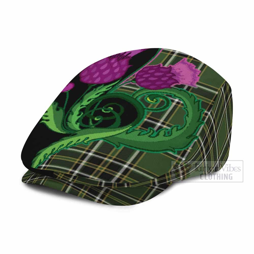 Birmingham Tartan Flat Cap, Jeff Cap Traditional Scottish Thistle
