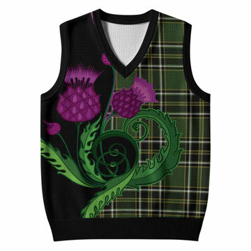Birmingham Tartan Knitted V-Neck Vest Traditional Scottish Thistle