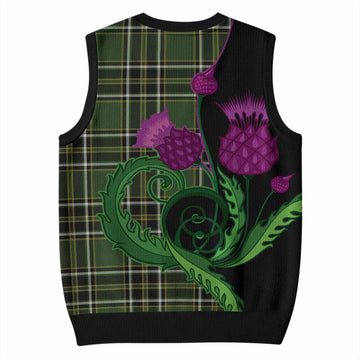 Birmingham Tartan Knitted V-Neck Vest Traditional Scottish Thistle