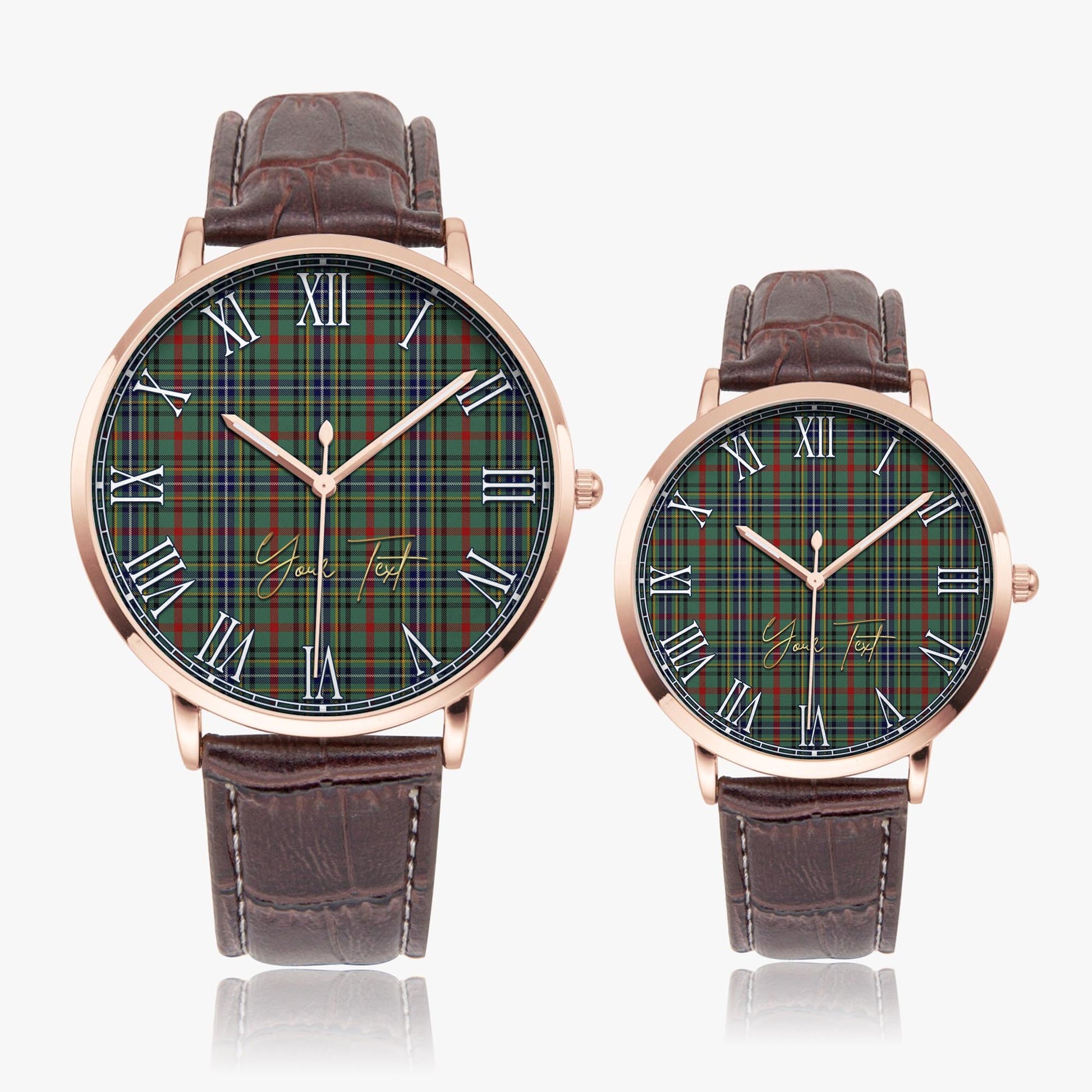 Bisset Tartan Personalized Your Text Leather Trap Quartz Watch - Tartan Vibes Clothing
