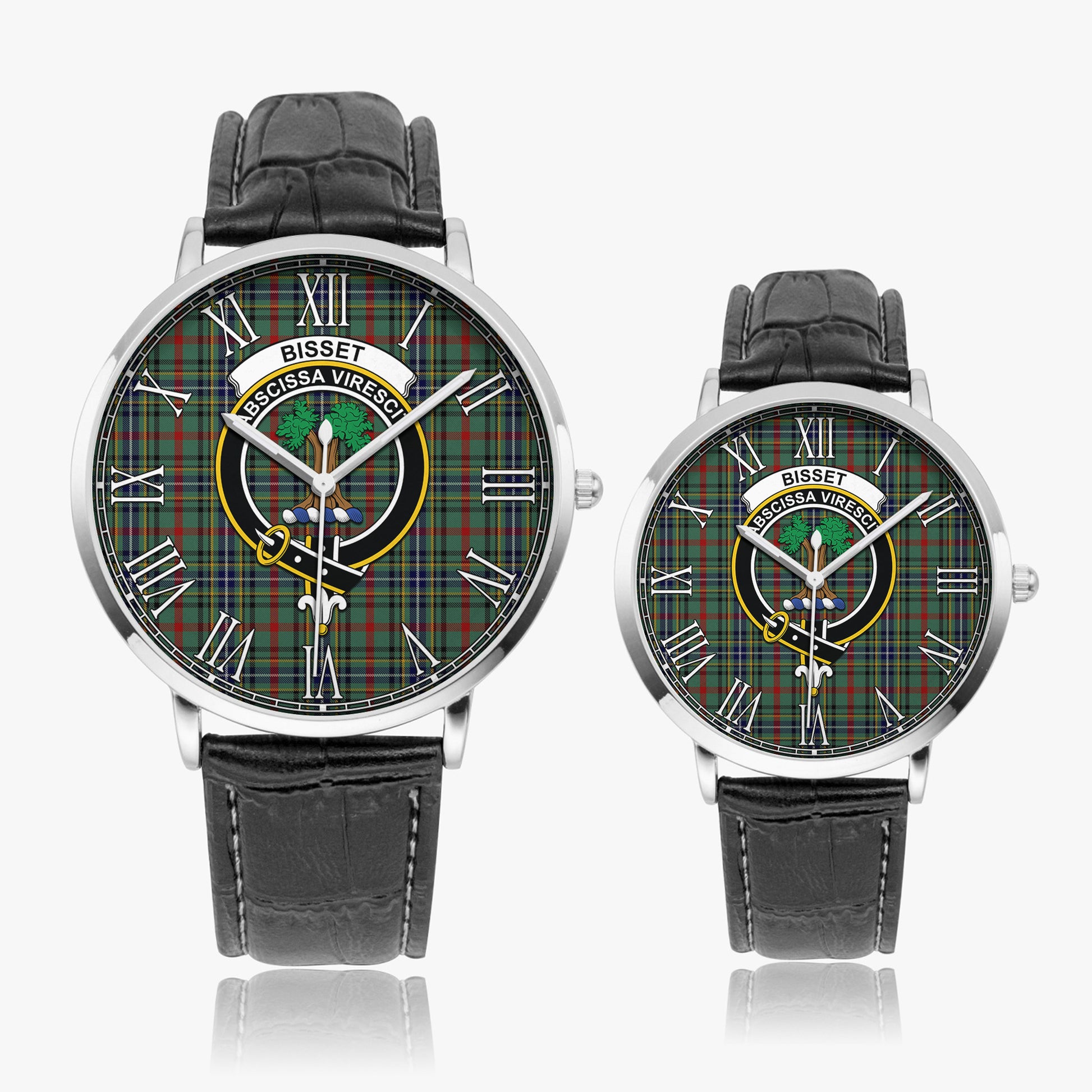 Bisset Tartan Family Crest Leather Strap Quartz Watch - Tartan Vibes Clothing