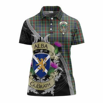 Bisset Tartan Family Crest Women's Polo Shirt Lion Rampant Royal Thistle Shield Celtic Inspired Women - Tartan Vibes Clothing