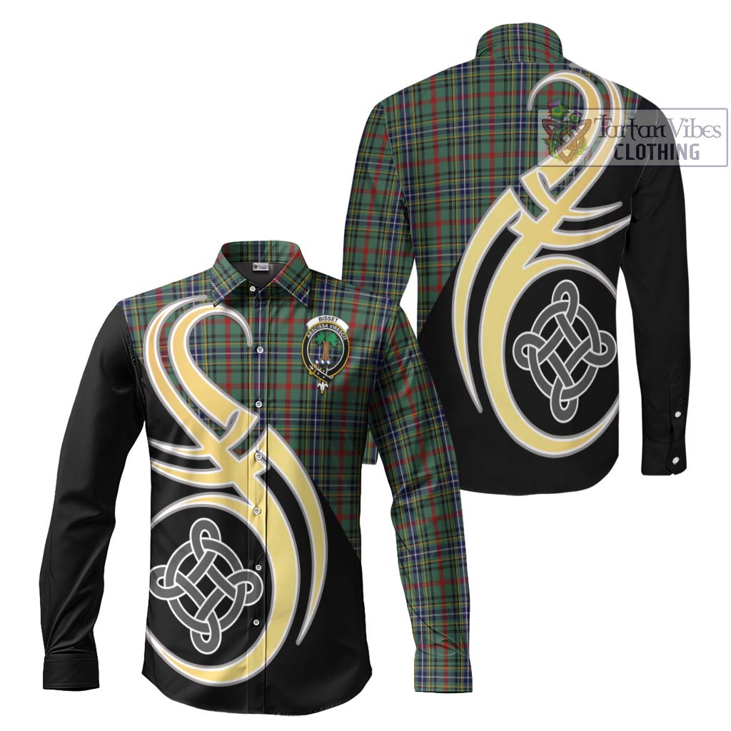 Bisset Tartan Long Sleeve Button Shirt with Family Crest and Celtic Symbol Style Men's Shirt S - Tartan Vibes Clothing