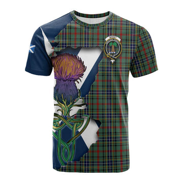 Tartan Vibes Clothing Bisset Tartan Family Crest Cotton T-shirt Scottish Thistle Celtic Inspired
