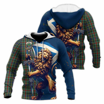 Bisset Tartan Family Crest Knitted Hoodie with Scottish Majestic Lion Unisex Knitted Pullover Hoodie - Tartan Vibes Clothing