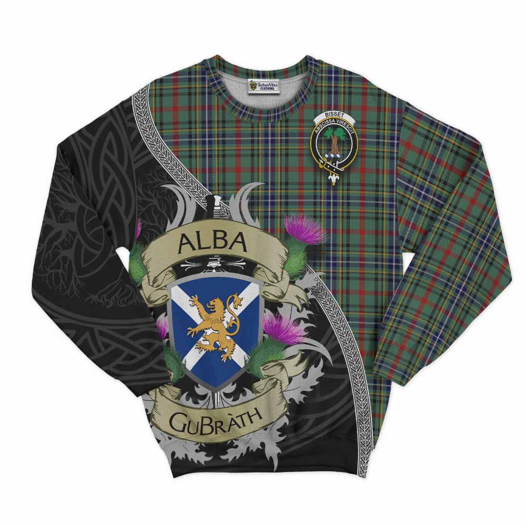 Bisset Tartan Family Crest Sweatshirt Lion Rampant Royal Thistle Shield Celtic Inspired Unisex - Tartan Vibes Clothing