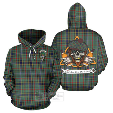 Bisset Tartan Hoodie with Family Crest and Bearded Skull Holding Bottles of Whiskey Zip Hoodie - Tartan Vibes Clothing