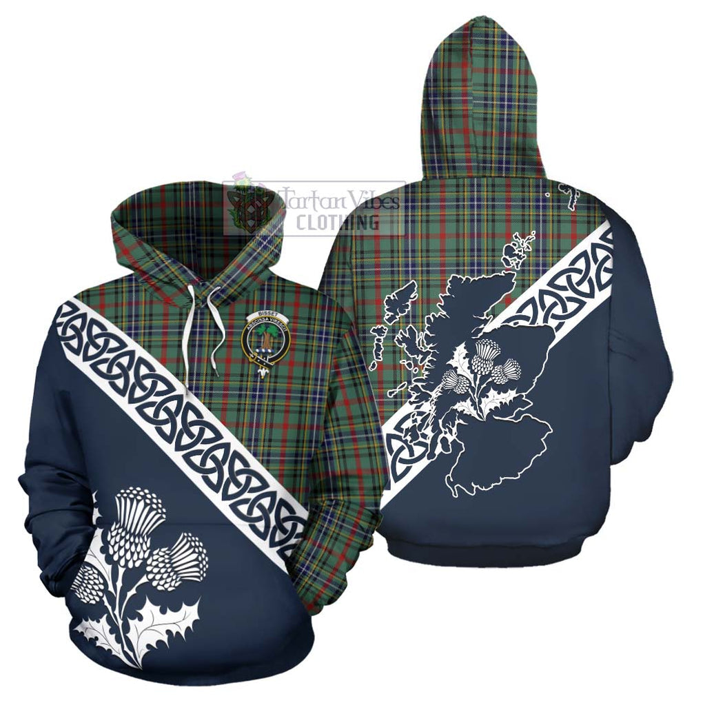 Bisset Tartan Hoodie Featuring Thistle and Scotland Map Zip Hoodie - Tartan Vibes Clothing