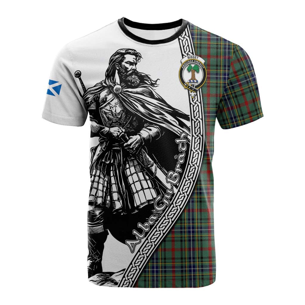 Bisset Tartan Clan Crest Cotton T-shirt with Highlander Warrior Celtic Style Kid's Shirt - Tartan Vibes Clothing