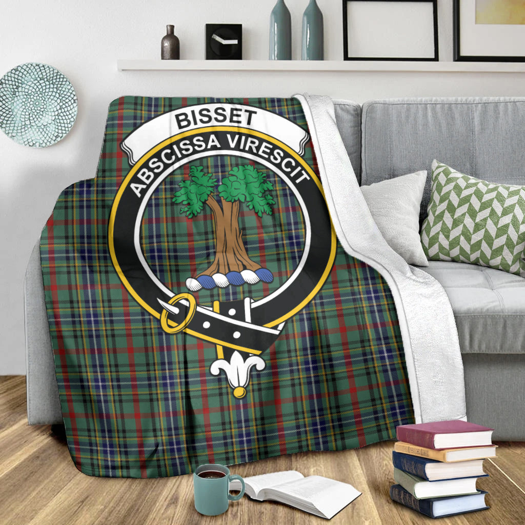 Bisset Tartan Blanket with Family Crest X-Large 59 x 79 inches 150 x 200 cm - Tartan Vibes Clothing